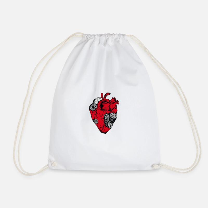 Heart engine white - Drawstring Bag - white