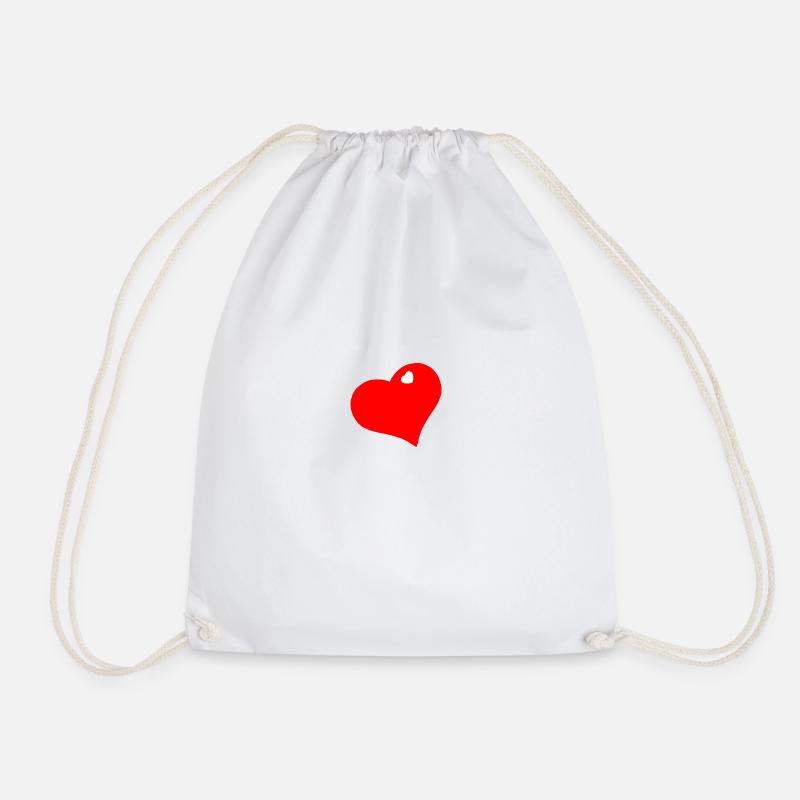 Heart Heart - Drawstring Bag - white