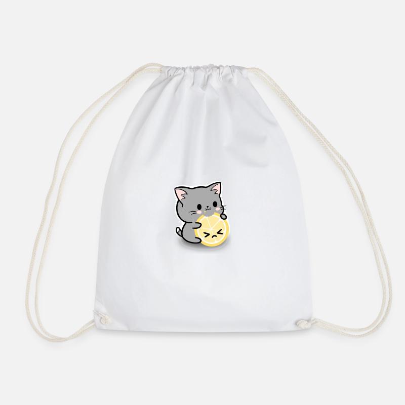 Lemon cat - Drawstring Bag - white