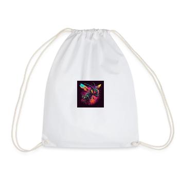 Wasp with neon colors, synthwave / 80s - Drawstring Bag - white - Front