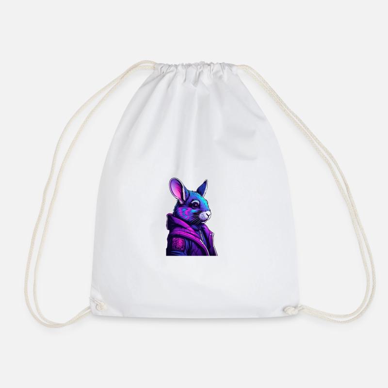 Futuristic Chinchilla Portrait - Drawstring Bag - white