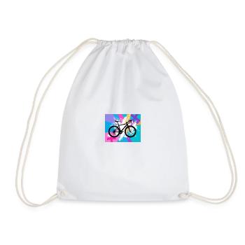 illustration,mountain bike,road bike,graffiti,pink - Drawstring Bag - white - Front