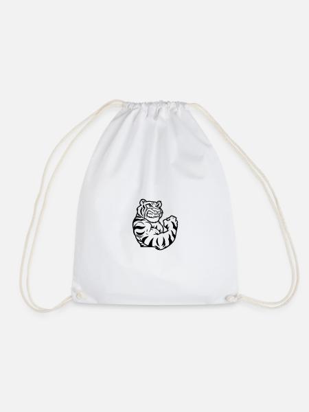 tiger biceps - Drawstring Bag - white