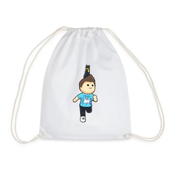 Cute Denis and Cat cartoon - Drawstring Bag - white - Front