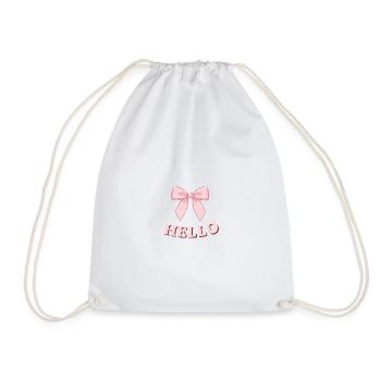 Pink Hello with ribbon - Drawstring Bag - white - Front