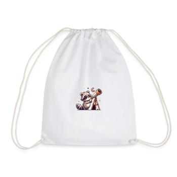 Cuddly raccoon stargazer - Drawstring Bag - white - Front