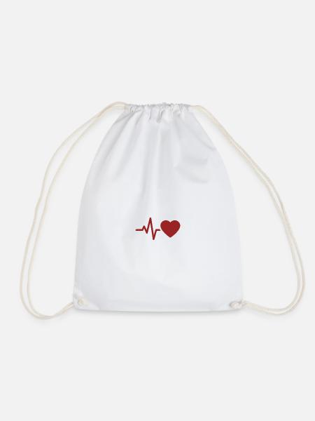 Herzschlag EKG | Liebe zur Medizin Symbol - Turnbeutel - Weiß