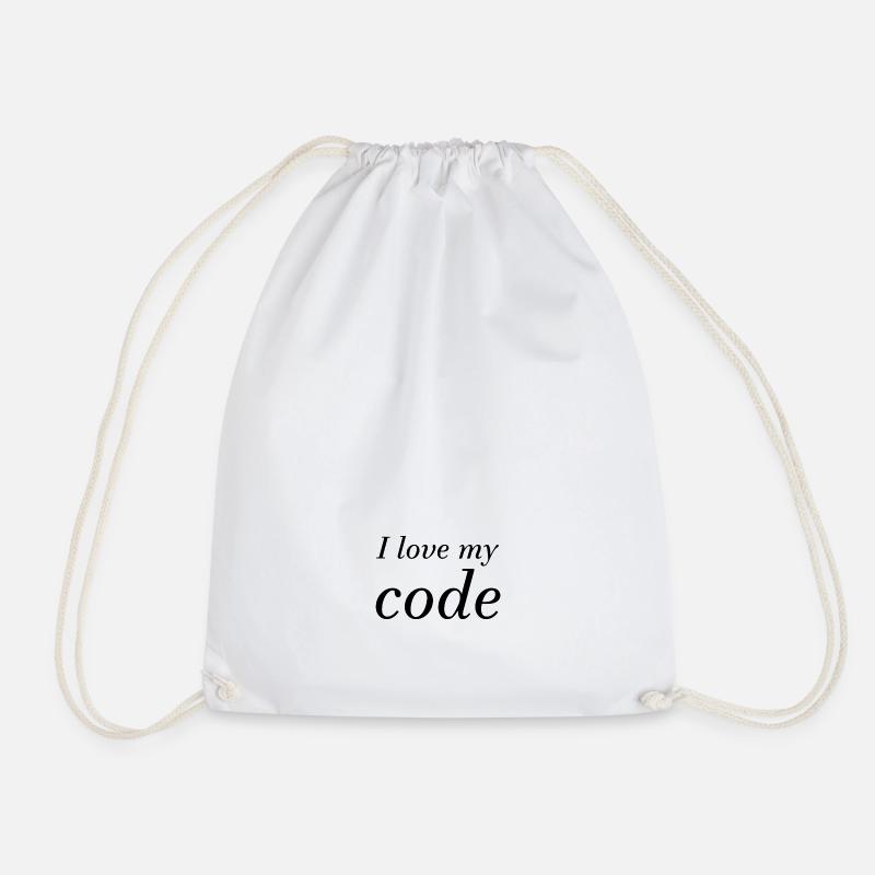 i love my code - Drawstring Bag - white