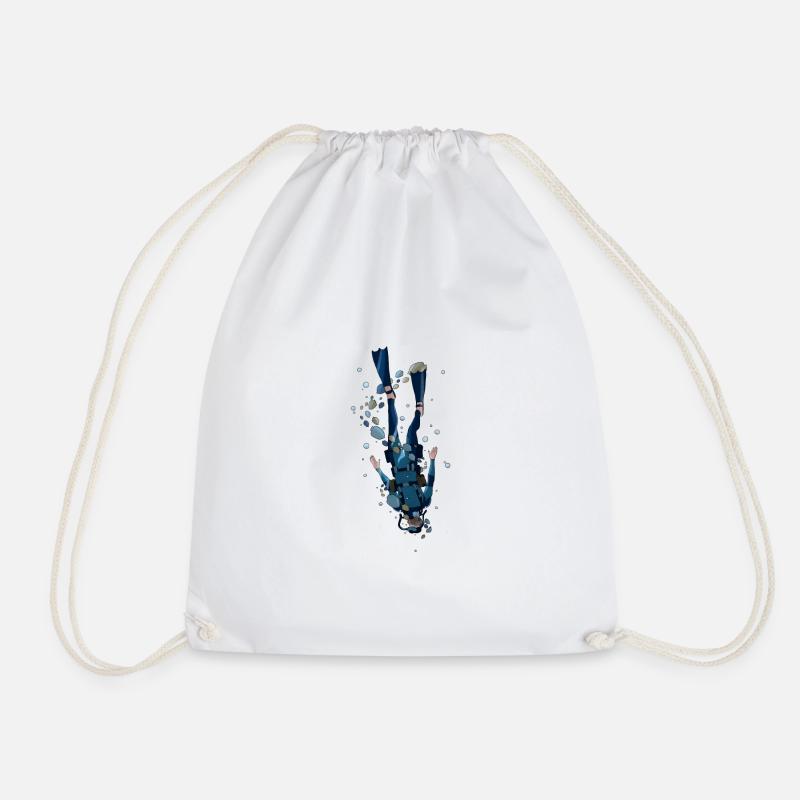 Diver underwater diving hobby scuba gift - Drawstring Bag - white