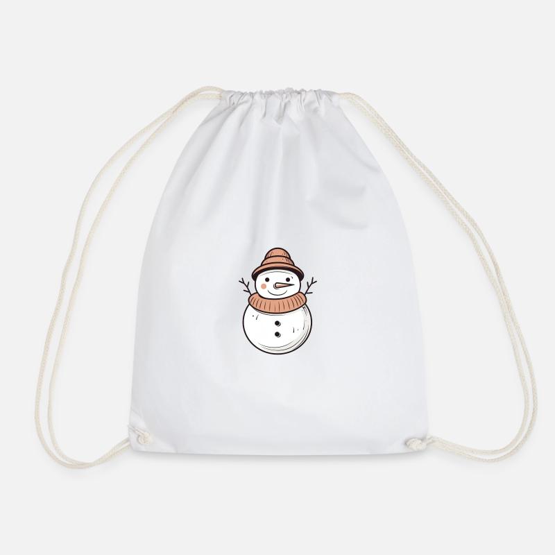 Christmas snowman with scarf and hat - Drawstring Bag - white