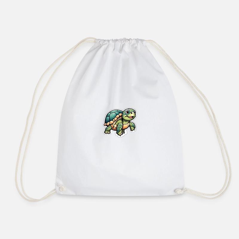 Cute Water Turtle - Drawstring Bag - white