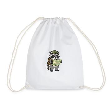 Wandering raccoon with map - Drawstring Bag - white - Front