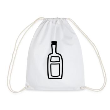 Flasche Alkohol - Turnbeutel - Weiß - Vorne