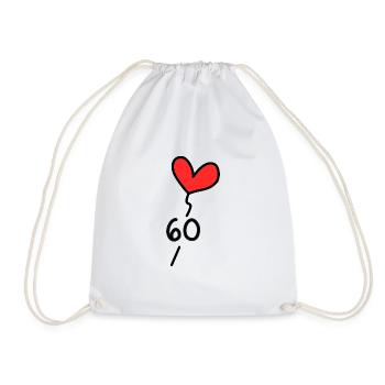 60 YEARS. ANNIVERSARY. HAPPY BIRTHDAY. HAPPY ANNIV - Drawstring Bag - white - Front