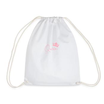 Queen Lettering with Crown – Pink Power - Drawstring Bag - white - Front