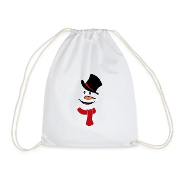 Visage de bonhomme de neige avec haut-de-forme et foulard - Sac de sport léger - blanc - Devant