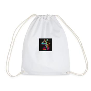 Giraffe with neon colors, synthwave / 80s - Drawstring Bag - white - Front