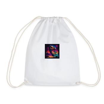Camel with neon colors, synthwave / 80s - Drawstring Bag - white - Front