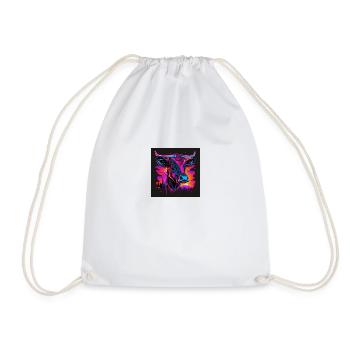 Cow with neon colors, synthwave / 80s - Drawstring Bag - white - Front