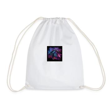 Zebra with neon colors, synthwave / 80s - Drawstring Bag - white - Front