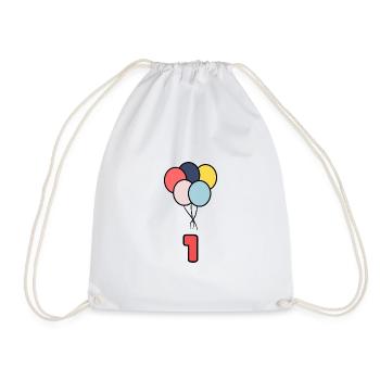 1. 1 YEAR. 1st ANNIVERSARY. 1 YEAR BIRTHDAY - Drawstring Bag - white - Front