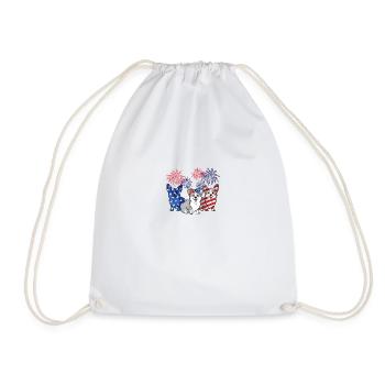 4th Of July American Flag Corgi Patriotic Dog - Drawstring Bag - white - Front
