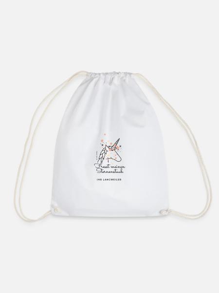 Einhorn, Stofftasche, -beutel T-Shirt mit Spruch. - Turnbeutel - Weiß