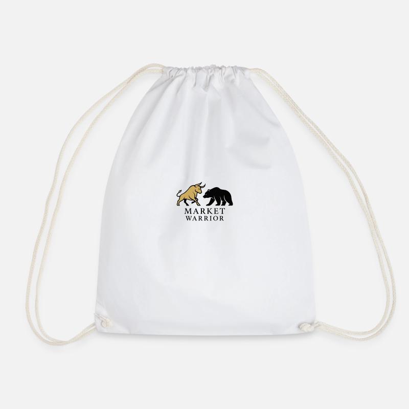 Market Warrior – Bull vs. Bear - Drawstring Bag - white