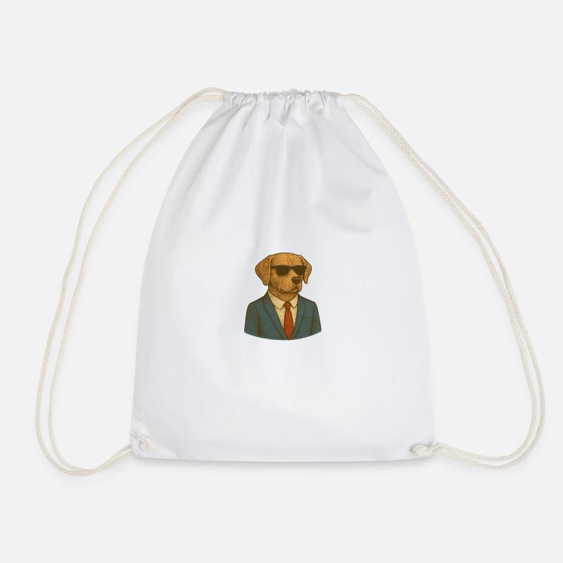 Dog in a suit - Drawstring Bag - white