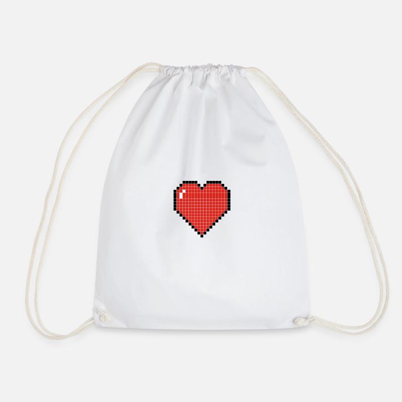 heart - Drawstring Bag - white
