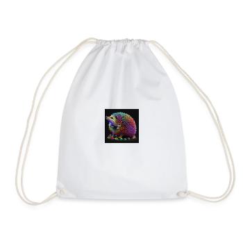Coloured hedgehog, unique design - Drawstring Bag - white - Front