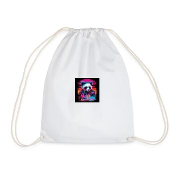 Panda with neon colors, synthwave / 80s - Drawstring Bag - white - Front