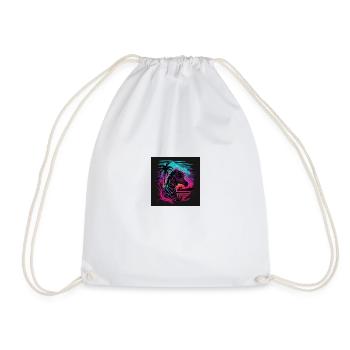 Zebra with neon colors, synthwave / 80s - Drawstring Bag - white - Front