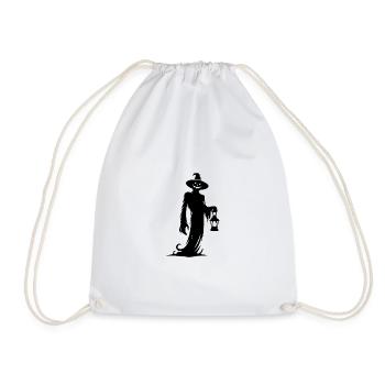 Chapeau d’Halloween magique effrayant avec lanterne - Sac de sport léger - blanc - Devant