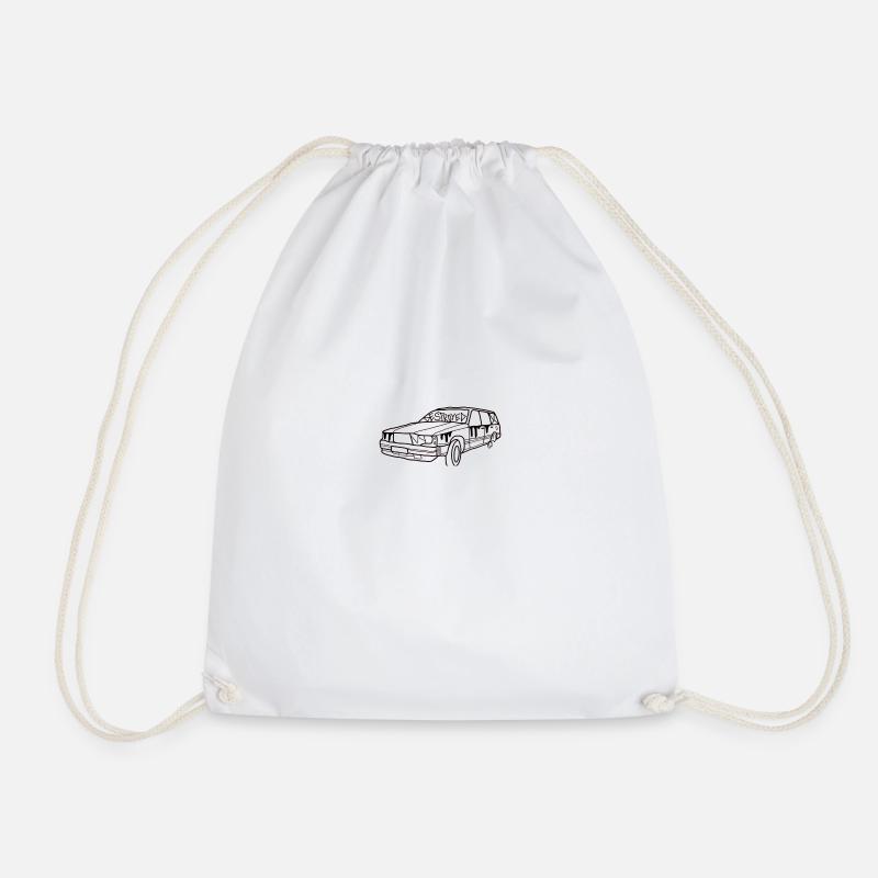 car - Drawstring Bag - white