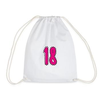 18. 18 YEARS OLD. 18th ANNIVERSARY. 18 BIRTHDAY. - Drawstring Bag - white - Front