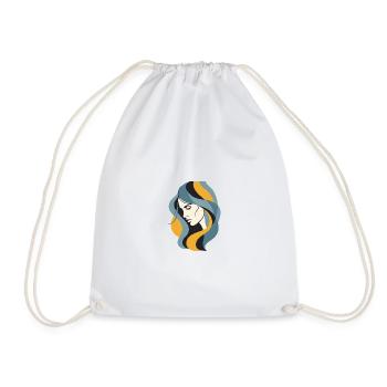 Abstract Woman Profile  Modern Minimalist Line Art - Drawstring Bag - white - Front
