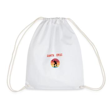 Retro Vintage Santa Cruz Skateboard Skater Sunset - Drawstring Bag - white - Front