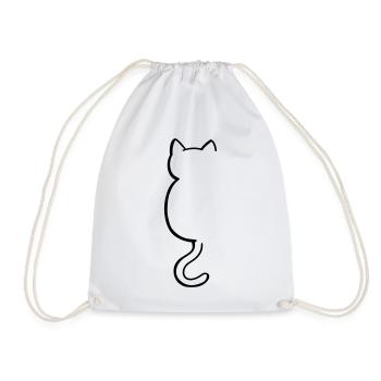 Katze Silouette - Turnbeutel - Weiß - Vorne