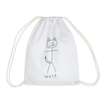 loup. (lignes noires) (par Leni Riosa) - Sac de sport léger - blanc - Devant