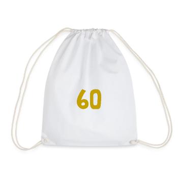 60. 60 YEARS. 60th ANNIVERSARY. 60TH BIRTHDAY. - Drawstring Bag - white - Front