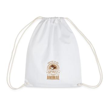 coffee is my spirit animal - Drawstring Bag - white - Front