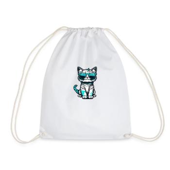 Kawaii Katze mit Sonnenbrille - Turnbeutel - Weiß - Vorne