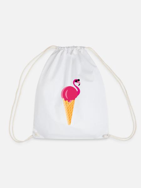 Ice cream Waffeleis Eiskugel Flamingo Eis - Turnbeutel - Weiß