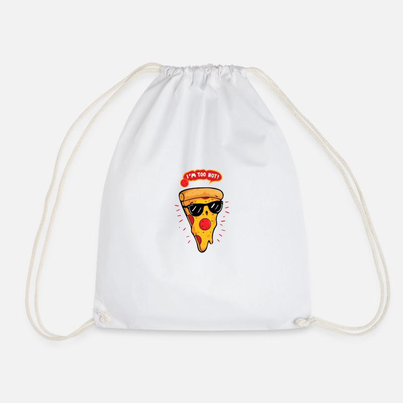 I'm Too Hot! – Funny pizza with sunglasses. - Drawstring Bag - white