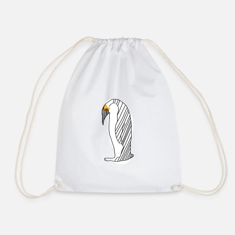 Penguin hand drawn birthday gift - Drawstring Bag - white