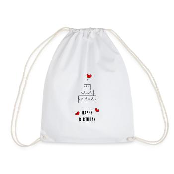 Birthday. HAPPY BIRTHDAY. Happy birthday. - Drawstring Bag - white - Front