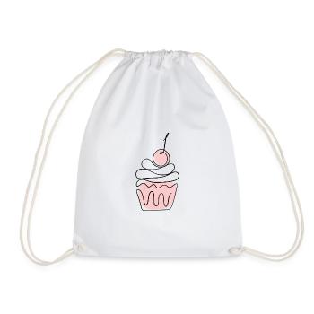 Cupcake - LineArt - Drawstring Bag - white - Front