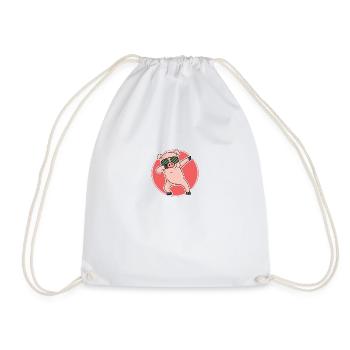 Dabbing Pic Pig dab cool dance move - Drawstring Bag - white - Front