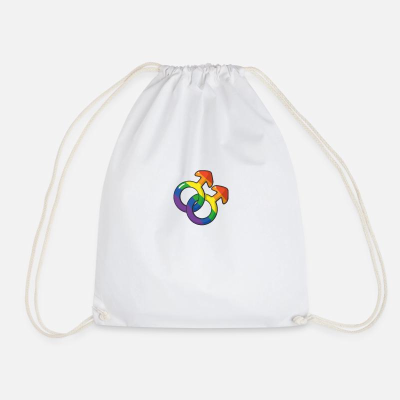 Lgtb Mars symbol Rainbow - Drawstring Bag - white